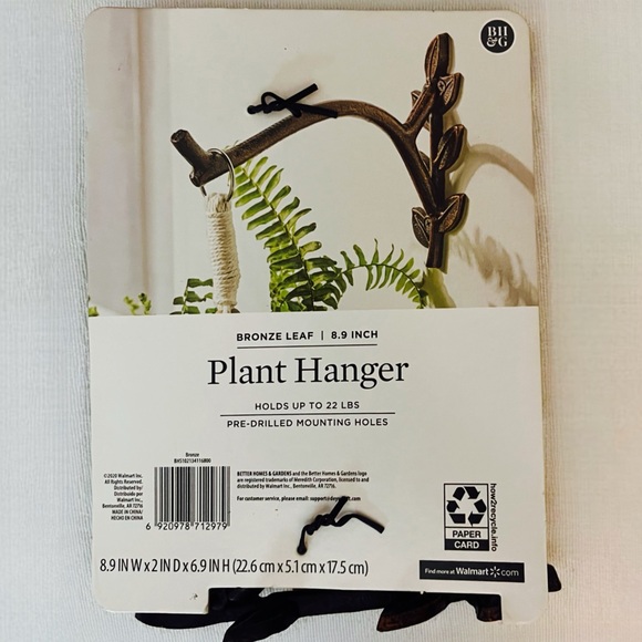 Better Homes & Gardens Bronze Leaf Wall Plant Hanger Rustic Charm NEW Metal - Picture 4 of 4